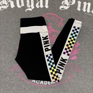Rare & HTF Victoria’s Secret PINK Rainbow Checker Skinny Yoga Leggings MED